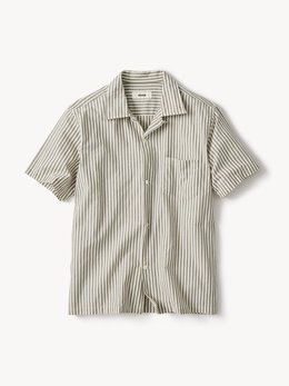 Aloe / Natural Stripe Wornwell S/S Camp Shirt