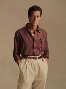 Burgundy Draped Linen Lounge Lizard Shirt
